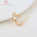 10PCS 10MM 11MM Brass Half Circle Stud Earrings