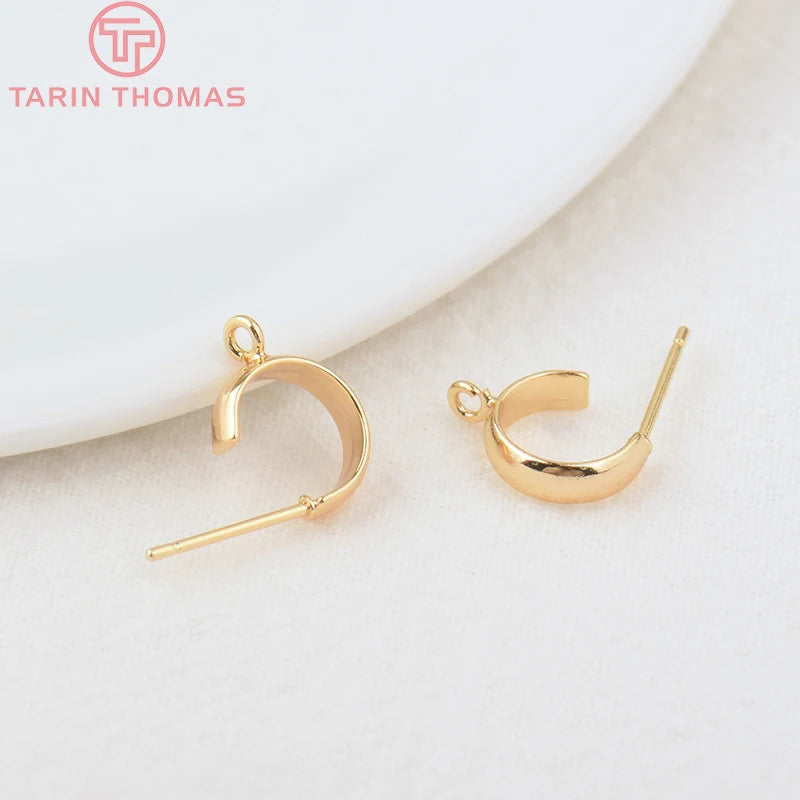 10PCS 10MM 11MM Brass Half Circle Stud Earrings