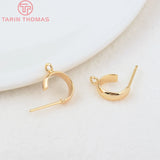 10PCS 10MM 11MM Brass Half Circle Stud Earrings