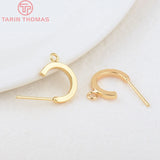 10PCS 10MM 11MM Brass Half Circle Stud Earrings