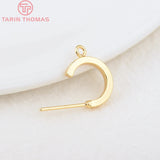 10PCS 10MM 11MM Brass Half Circle Stud Earrings