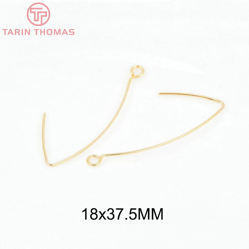 20PCS Brass Irregular Earrings Hoop Hooks 24K DIY Jewelry Findings