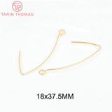 20PCS Brass Irregular Earrings Hoop Hooks 24K DIY Jewelry Findings