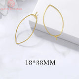 20PCS Brass Irregular Earrings Hoop Hooks 24K DIY Jewelry Findings