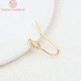 6PCS Brass Earrings Hooks with Zircon Drop - High Jewelry F