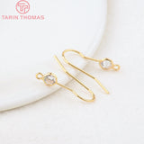 6PCS Brass Earrings Hooks with Zircon Drop - High Jewelry F