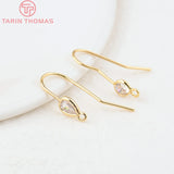 6PCS Brass Earrings Hooks with Zircon Drop - High Jewelry F