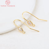6PCS Brass Earrings Hooks with Zircon Drop - High Jewelry F