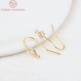 6PCS Brass Earrings Hooks with Zircon Drop - High Jewelry F