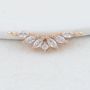 14K Brass Zircon Flowers Charms Pendants Connectors Necklace