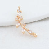 14K Brass Zircon Flowers Charms Pendants Connectors Necklace