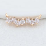 14K Brass Zircon Flowers Charms Pendants Connectors Necklace