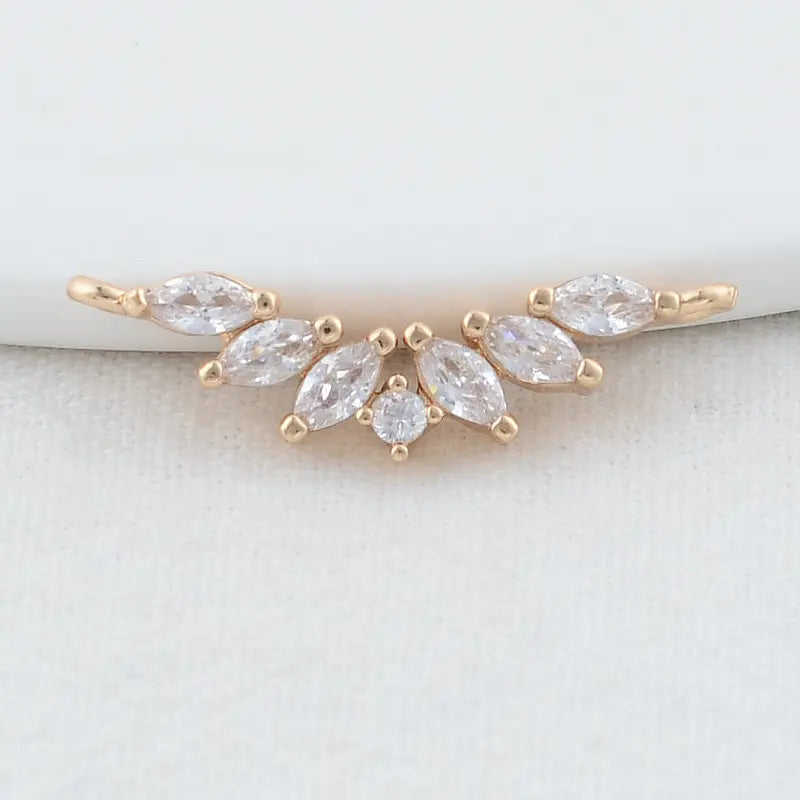 14K Brass Zircon Flowers Charms Pendants Connectors Necklace