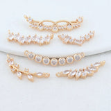 14K Brass Zircon Flowers Charms Pendants Connectors Necklace