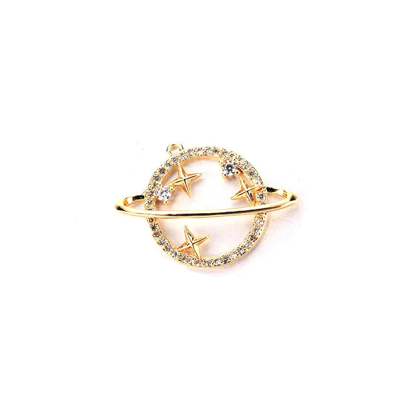 25MM Copper Zircon Star Pendants Charms for DIY Jewelry Making