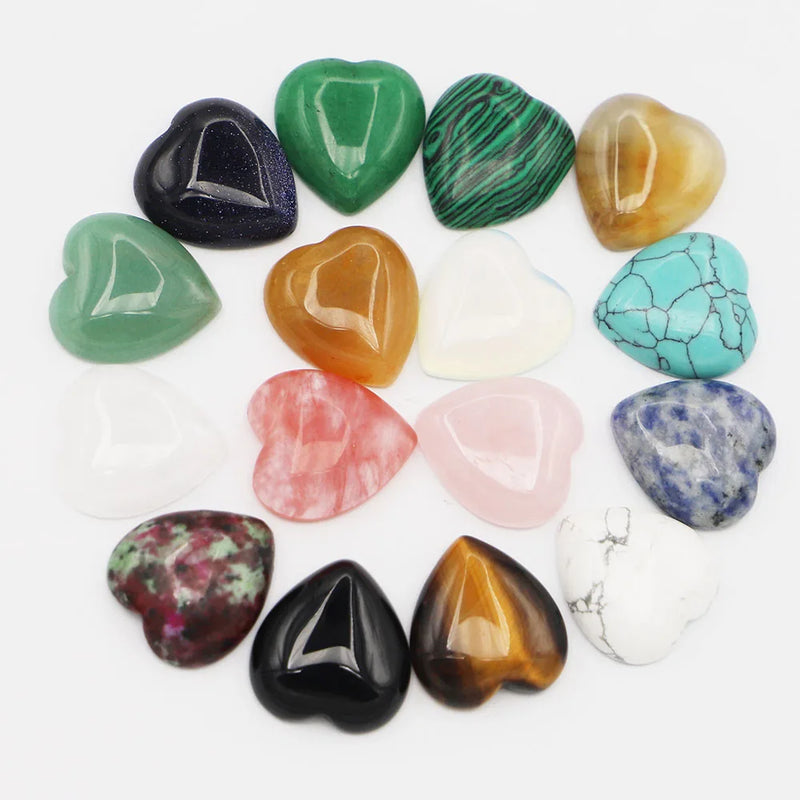 25MM Natural Stone Heart Cabochons Beads for DIY Jewelry Making