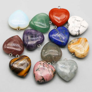 25MM Amethyst Multicolour Heart Necklace Pendant Key Chain Charms 10Pcs