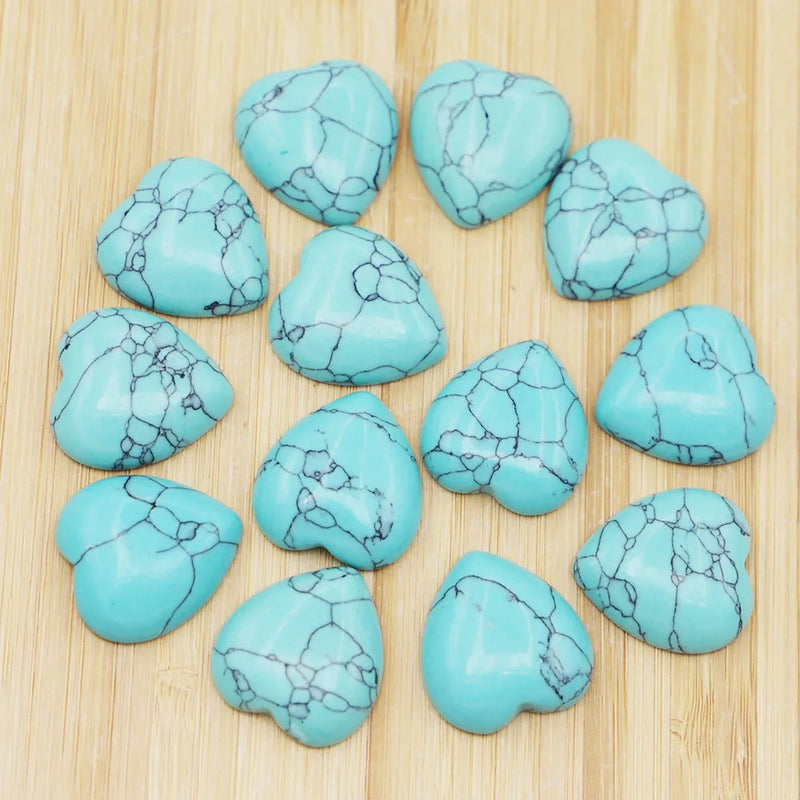25MM Turquoise Heart Cab Cabochons Beads Charms DIY Jewelry Making