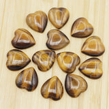 25MM Natural Tiger Eye Stone Heart Cab Cabochons Beads for DIY Jewelry Making