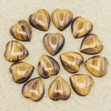 25MM Natural Tiger Eye Stone Heart Cab Cabochons Beads for DIY Jewelry Making