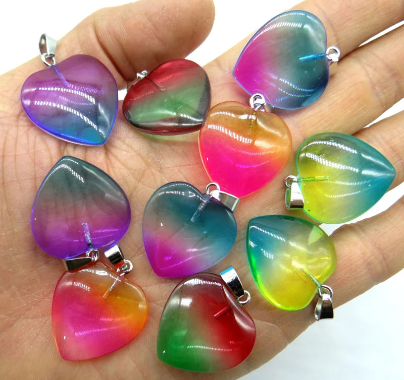 25MM Heart Pendant Natural Stone for DIY Jewelry Making