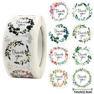 25MM Round Flower Thank You Stickers For Small Bussiness Sealed Label