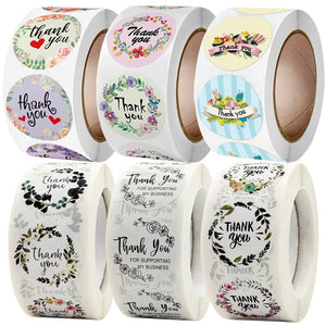 25MM Round Flower Thank You Stickers For Small Bussiness Sealed Label