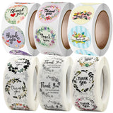25MM Round Flower Thank You Stickers For Small Bussiness Sealed Label