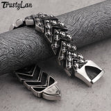 25MM Skull Head Chain Charm Bracelet Punk Rock Stainless Steel Men's Bracelet