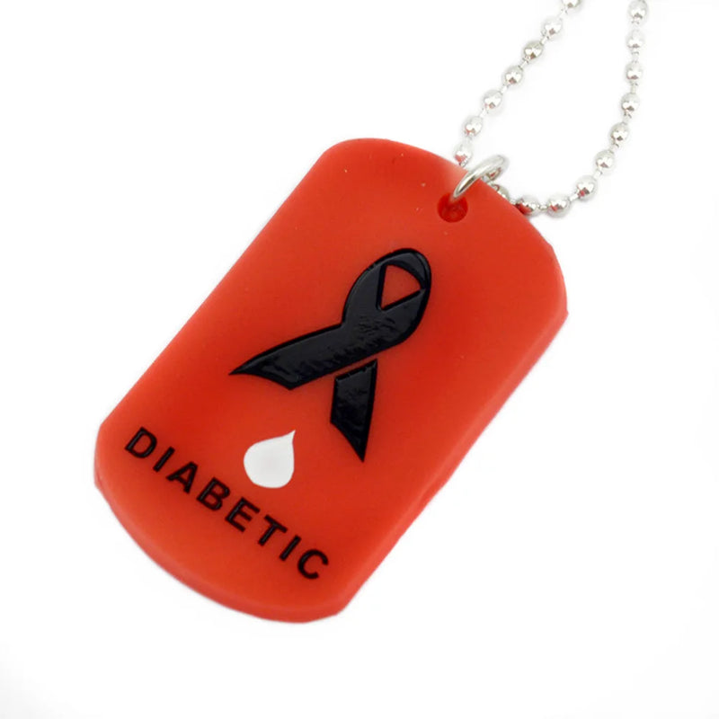 25PCS Diabetic Silicone Dog Tag Pendant Necklace - 24 Inch Ball Chain