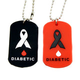25PCS Diabetic Silicone Dog Tag Pendant Necklace - 24 Inch Ball Chain