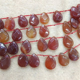 25PCS Faceted Carnelian Gemstone Tear Shape 12X16MM DIY BEADS