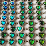 25PCS Silver Plated Adjustable Mood Ring Love Heart Shape Jewelry