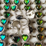 25PCS Silver Plated Adjustable Mood Ring Love Heart Shape Jewelry