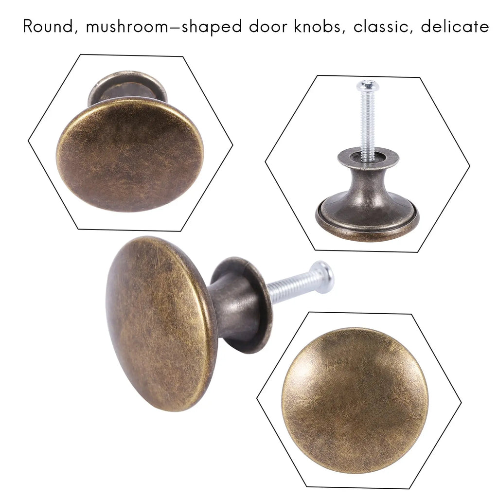 25PCS Vintage Drawer Knobs 30mm Antique Cabinet Handles, Old Bronze