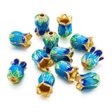 25Pcs Enamel Flower Spacer Bead Caps 14x10mm Metal Cone End Caps for DIY Jewelry