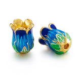 25Pcs Enamel Flower Spacer Bead Caps 14x10mm Metal Cone End Caps for DIY Jewelry