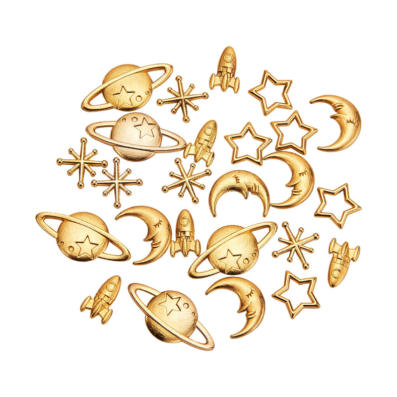25Pcs Space Theme Alloy Epoxy Mold Cabochons Slime Charms for Jewelry Making