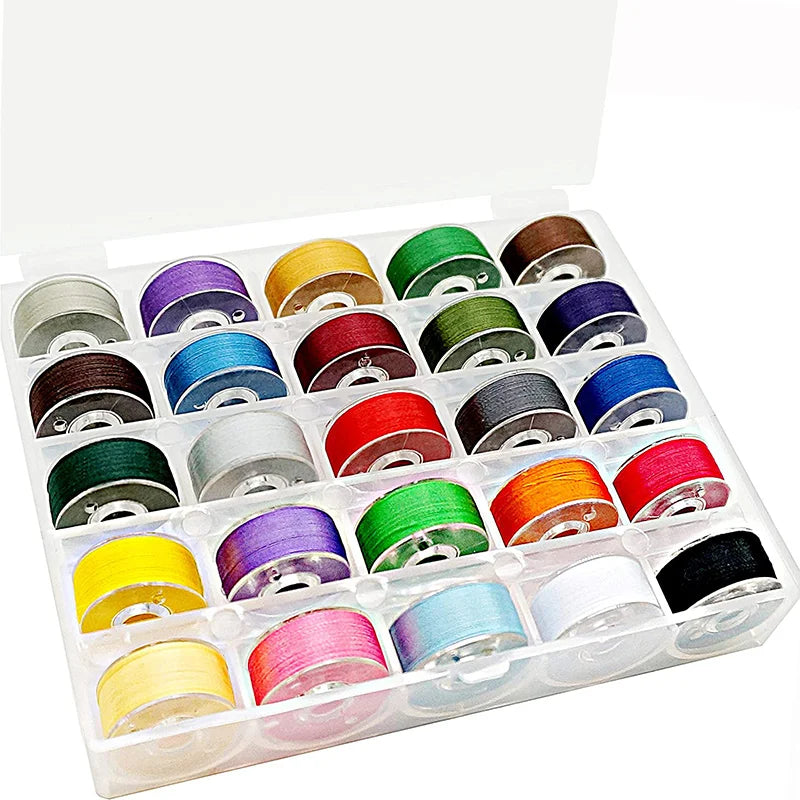 25Pcs Prewound Bobbins Embroidery Thread Bobbin Case for DIY Crafts