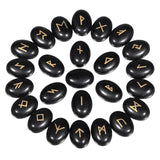25Pcs Elder Futhark Rune Stones Engraved Wicca Crystal Stone Crafts