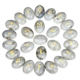 25Pcs Elder Futhark Rune Stones Engraved Wicca Crystal Stone Crafts