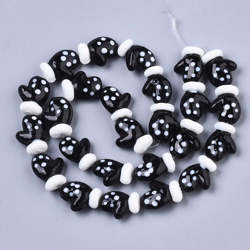 25Pcs Christmas Gloves Lampwork Beads Glass Loose Bead Charm