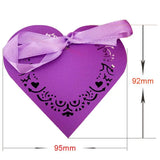 25Pcs Candy Box Love Heart Carton Hollowed Ribbon for Guests Party Wedding