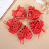 25Pcs Candy Box Love Heart Carton Hollowed Ribbon for Guests Party Wedding