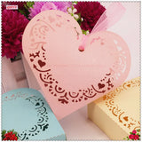25Pcs Candy Box Love Heart Carton Hollowed Ribbon for Guests Party Wedding