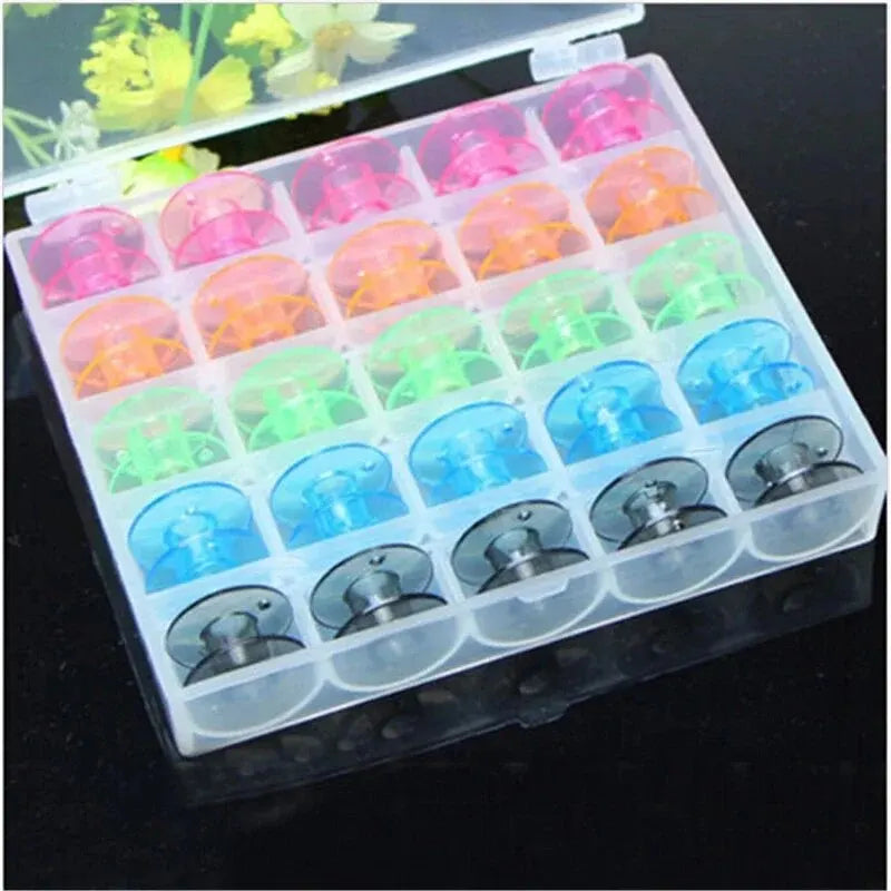 25Pcs Plastic Bobbins Sewing Machine Spools DIY Embroidery Tailoring