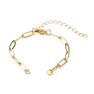 25Pcs Stainless Steel Paperclip Chains Bracelet DIY Jewelry Making 14.5x0.4cm