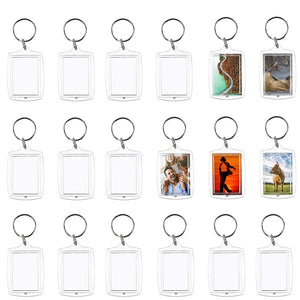25Pcs Transparent Passport Photo Insert Keychain Blank Picture Frame Keyring