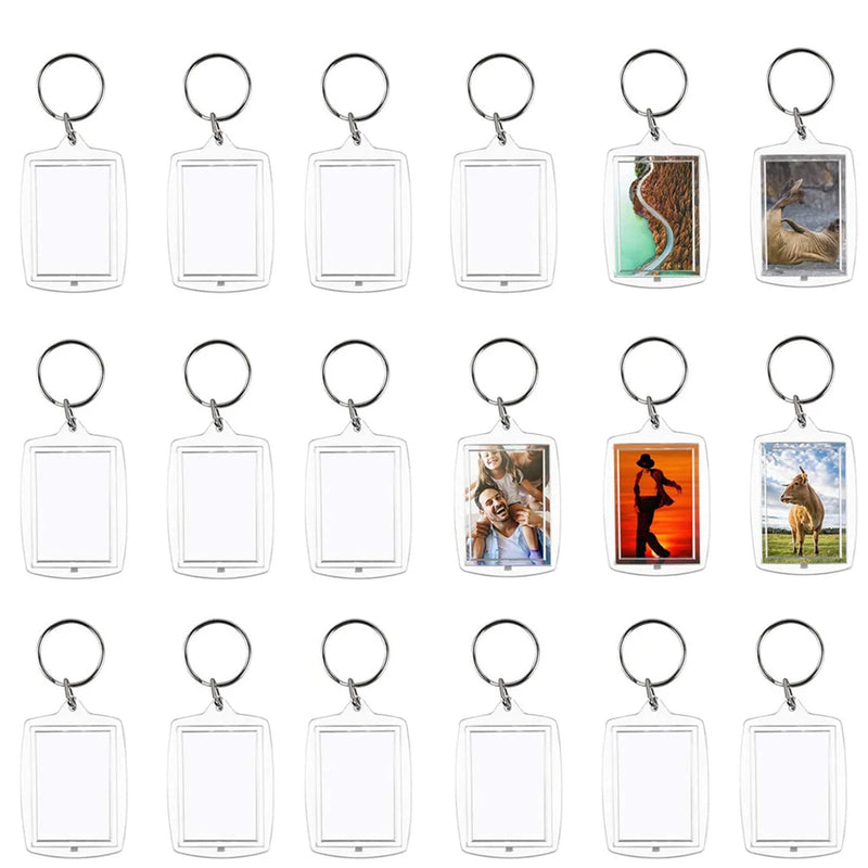 25Pcs Transparent Passport Photo Insert Keychain Blank Picture Frame Keyring