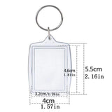 25Pcs Transparent Passport Photo Insert Keychain Blank Picture Frame Keyring